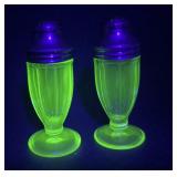 Uranium Glass Salt and Pepper Shakers