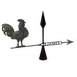 Cast Iron Rooster Weather Vane With James Arrow