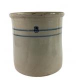 Stoneware Crock With Blue Number 6 Design