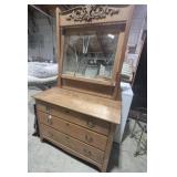 Oak Dresser 3 Drawer With Mirror 20 in. X 43 in.