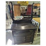 Wood Wash Stand On Wheels With Towel Rack - 2