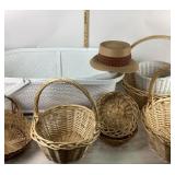 Wicker Baskets, White Bassinet, Straw Hat