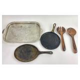 Wear-Ever Aluminum Pan, Cast Iron Pans, Wooden Ute