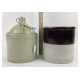 Two tone brown glazed 1 gallon stoneware crock,