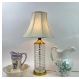 Crystal Base Table Lamp, Decorative Pitchers