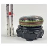 Antique Japanese cloisonne seal paste box, Meiji