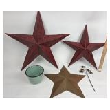 Metal Barn Stars, Green Enamel Bowl