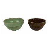 Over and Back Yellow Ware Bowl and Green USA Bowl