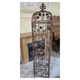 Wrought Iron Wine Cabinet With Decorative Leaves
