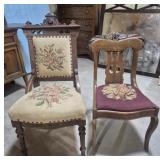 Wood Frame Chairs (2) With Needlepoint