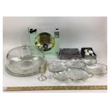 Glass Cake Dome, Jeannette Leaf Dish, Feeder, Golf