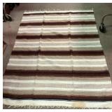 Woven Striped Wool Rug or Blanket With Fringe