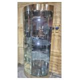 MCM Gold Chrome Lighted Curio Cabinet With
