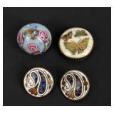 Pair Victorian French champleve enameled buttons,
