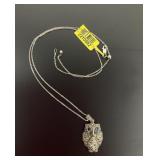 .925 Sterling Silver Stamped Owl pendant 3.69g TW