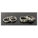 .925 Sterling Silver Stamped clear stone hoop