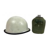 Military Helmet With Liner, Big Brute Canteen