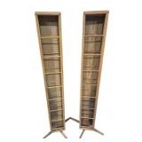 Oak CD or DVD Storage Towers (2) Featuring Swivel