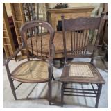 Wood With Cane Seat Dining Room Chairs (2)