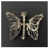 .925 Mexico Sterling Silver Stamped Butterfly pin