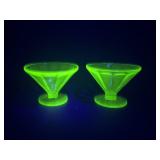2 Uranium Glass Sherbet Dishes