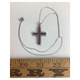 Double-Sided Cross Pendant: Green & Red Gemstones