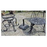 Wrought Iron Side Table, Umbrella Stand & Wrought