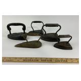 Cast Iron Sad Irons with Decorative Handles
