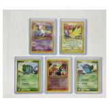 5 Pokï¿½mon vintage trading cards