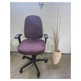 Rolling Office Chair & Vase With Faux Spragues