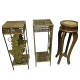 Metal & Rattan Plant Stand With Leaf Design -2