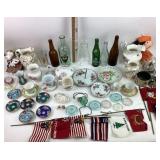 Porcelain Tableware, Glass Bottles, Flags, Figurin