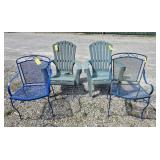 Wrought Iron Lawnchairs (2) Painted Blue &