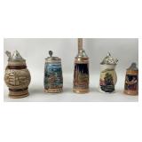 German Beer Steins with Pewter Lids