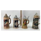 German Beer Steins With Pewter Lids