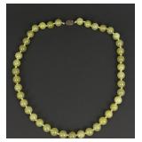 Chinese treated jade bead necklace, the closure