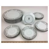 Noritake Belmont Plates & Saucers: Blue Taupe Flor