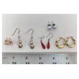 (5) pairSterling Silver Earrings, 1 with Cultured