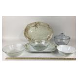 Glass Bowls, Ceramic Platters, Floral Designs