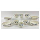 Lenox Chinastone Poppies On Blue Bowls, Cups, Glas