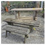 Wood Table & 2 Wood BenchesTable: 18 in. X 67