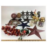 Cast Iron Star Decor, Porcelain Rooster Figurines