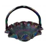 Fenton Carnival Glass Basket with Ruffled Rim