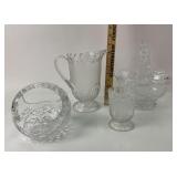 Pressed Glass Pitcher, Basket, Bowl, Vase
