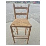 Wood High Top Stool With Raton Seat