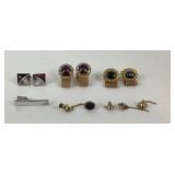 Gold-Toned Cufflinks, Tie Bar, Studs