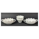 Fenton Hobnail Milk Glass Bowls candleholder
