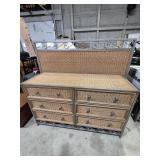 Wicker & Metal Dresser 6 Drawer (19 in. X 54 in.