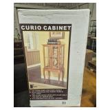 Oak Curio Cabinet With Queen Anne Legs & 2 Glass