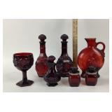 Ruby Red Glass Decanters, Pitchers, Jars: Includin